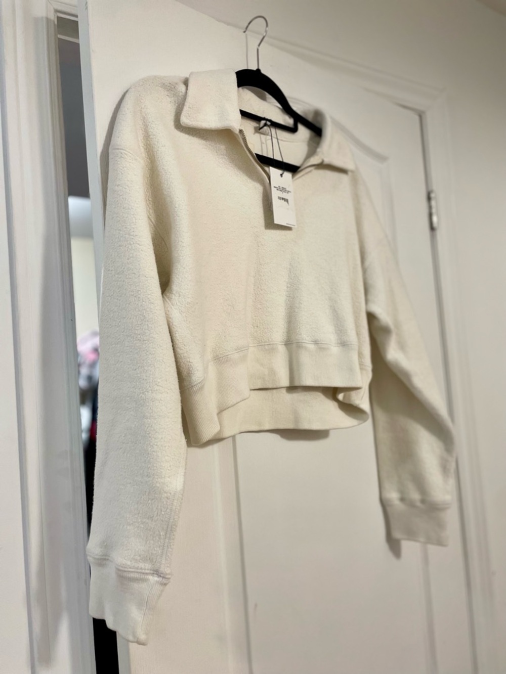 NWT Re/Done Cream Sherpa Half-Zip Pullover Size Small